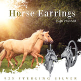 Horse Earrings 925 Sterling Silver Animal Horse Stud Earrings Horse Jewelry Gifts for Mother's Day Women Girls Horse Lovers