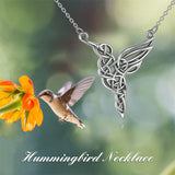 Hummingbird Necklace Sterling Silver Celtic Knot Pendant Viking Jewelry Gifts for Women Mom Her