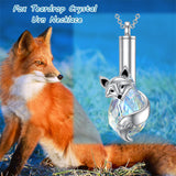 Sterling Silver Crystal Fox Urn Necklace for Ashes