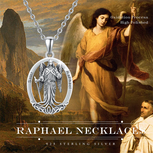 Guardian Angel Necklace 925 Sterling Silver Amulet Pendant Necklace Jewelry Gift for Men Women