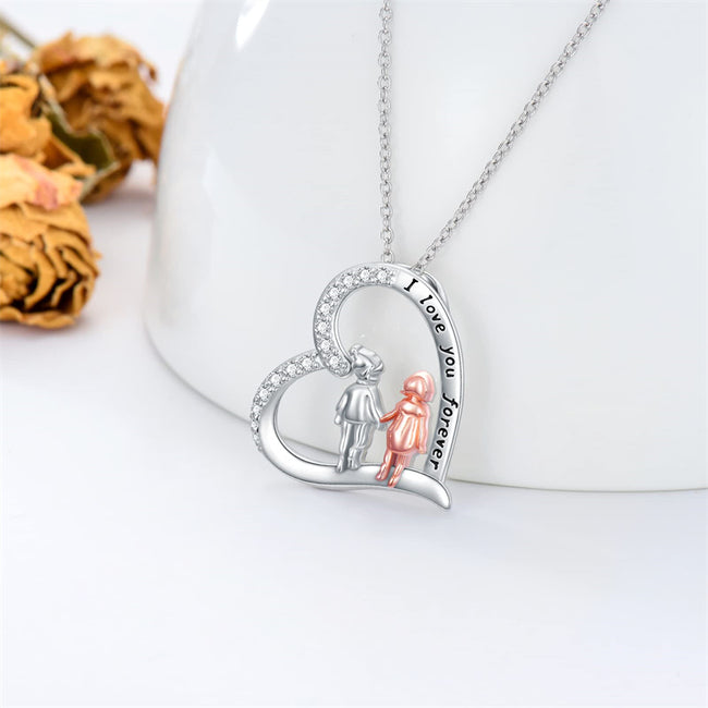 Brother Sister Necklace for Sister Friends Sterling Silver I Love You