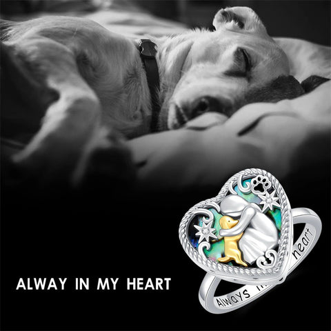 Sterling Silver Dog Urn Necklace/Ring for Ashes Dog Memorial Keepsake Cremation Jewelry Gifts for Women Dog Lovers