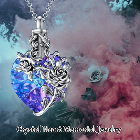 Sterling Silver Birthstone Birth Flower Crystal Urn Necklace for Ashes