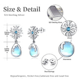 925 Sterling Silver Moonstone Dangle Earrings Hypoallergenic Snow Flower Earring Winter Jewelry Gifts for Women
