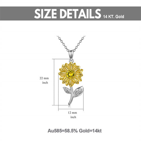 14K Gold Sunflower Pendant Necklace