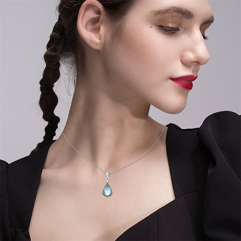 Sterling Silver Opal Turquoise TearDangle Urn Necklace for Ashes