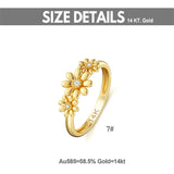 14K Real Gold Nature Diamond Daisy Ring for Women Yellow Gold Dainty Flower Ring for Wife Mom Engagement Ring