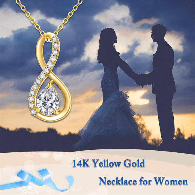 14k Gold Infinity Necklace for Women Cubic Zirconia Love Anniversary Jewelry Gifts for Her Christmas Present for Women