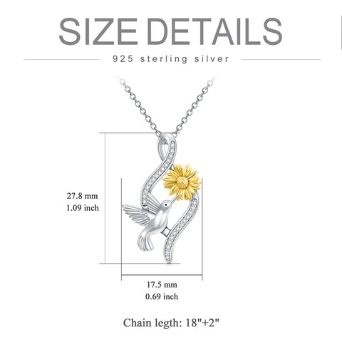 Sterling Silver Hummingbird Pendant Necklace for Women Girls
