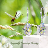 Dragonfly Dangle Earrings 925 Sterling Silver Hypoallergenic Dragonflies Teardrop Crystal Earrings Jewelry