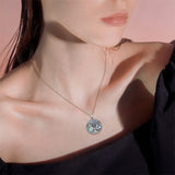 Triple Moon Goddess Necklace Sterling Silver Pentagram Pentacle Opal Pendant necklace Pagan Wiccan Magic Amulet Tree of Life Jewelry for Women Men 18"