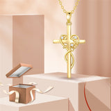 Cross Necklace Women 14K Yellow Gold Religious Holy Cross Pendant Necklace Jewelry Gifts for Women Girls Mother Daughter Wife Jesuits
