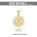 14K Real Gold Compass Pendant Necklace for Women Compass Dainty Necklace Jewelry Birthday Gift for Graduate