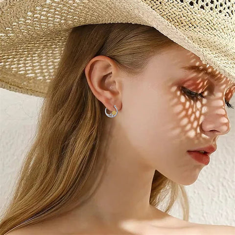 Sterling Silver Sunflower Earrings Hoop Earrings