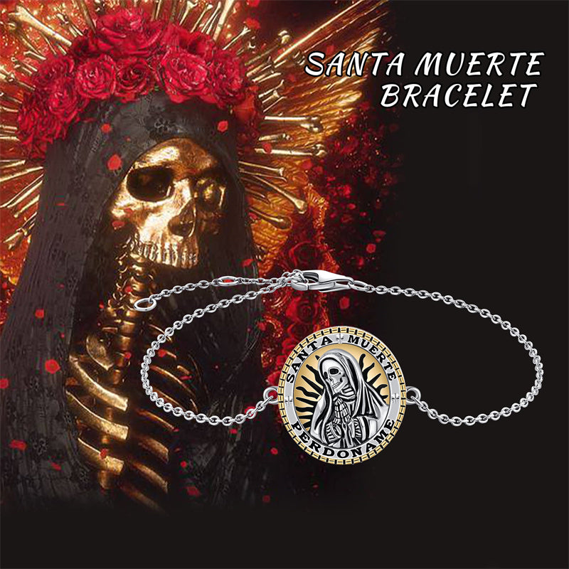 Santa Muerte Bracelet 925 Sterling Silver Death Charm Jewelry For Women