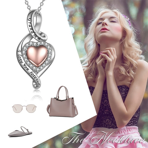 Sterling Silver Grandma Infinity Love Heart Urn Necklace for Ashes