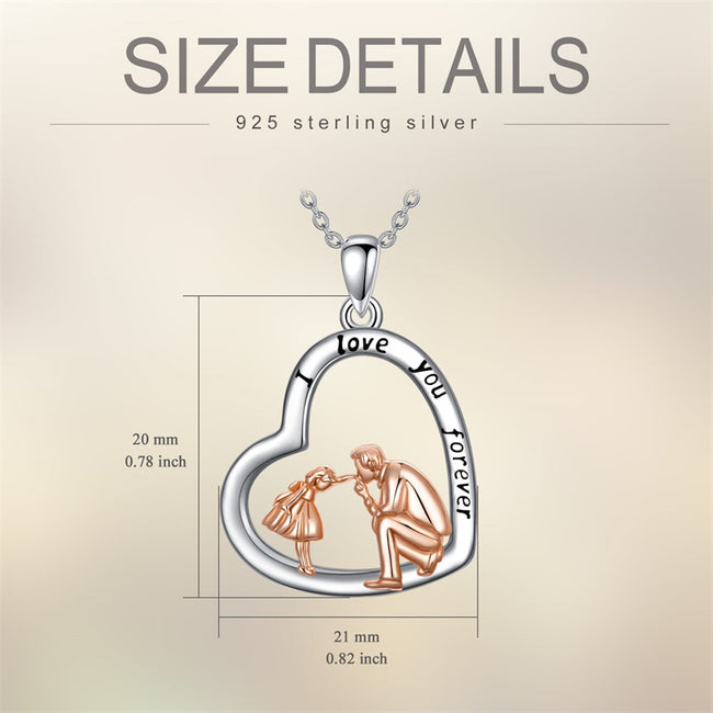 925 Sterling Silver Father Daughter Heart Pendant Necklace from Dad I Love You Forever Jewelry