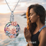 Lotus Urn Necklaces for Ashes of Loved Ones 925 Sterling Silver Cremation Jewelry for Women Heart Urn