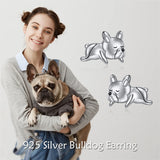 French Bulldog Earrings Stud 925 Sterling Silver Cute Animal Dog Jewelry Gifts for Women Girls