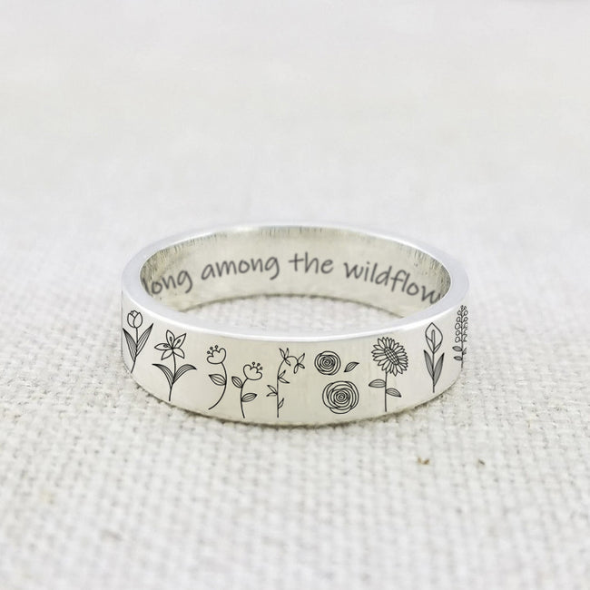 Wildflowers Ring S925 Silver For Nature Lover Gift