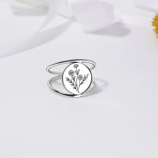 Spring Wildflowers Ring Wildflowers Earrings S925 Sterling Silver Flower Ring For Nature Lovers