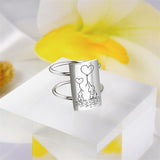 Elephant Ring Sterling Silver Mother and Child Animal Elephant Ring Gift for Mother Animal Lover