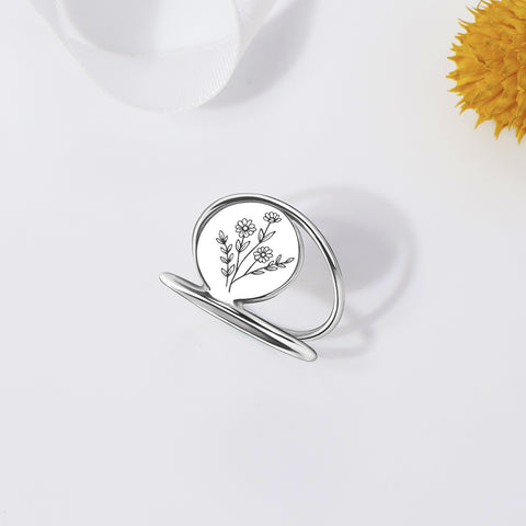 Sterling Silver Spring Wildflowers Nature Ring