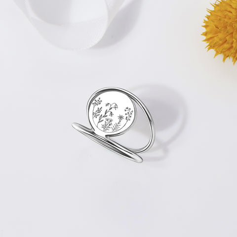 Spring Wildflowers Ring Wildflowers Earrings S925 Sterling Silver Flower Ring For Nature Lovers