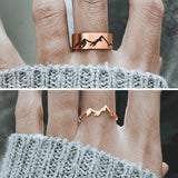 Mountain Couple Rings 925 Silver Promise Ring Set His and Hers Matching Ring For Couples Valentine's Day Gift