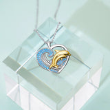 925 Silver Gold Dolphin Necklace Blue Ocean Necklace Gift for Mother Women