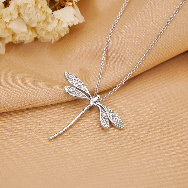 Sterling Silver Dragonfly Necklace Open Work Dragon Fly Pendant Dragonfly Jewelry  Insect Jewelry