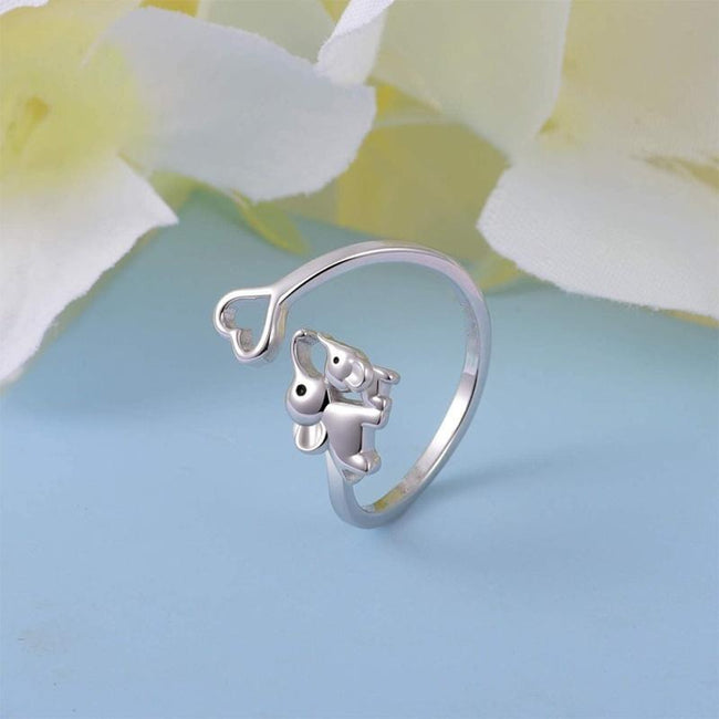 Love And Lucky "Elephant Always With Me Every Day"Exquisite Fashion 925 Silver Elephant Opening Ring For Mom Anniversary Gift Jewelry (Size 8)