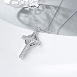 Luck Irish Celtic Knot Cross Necklace Sterling Silver Created Opal Faith Hope Love Jewelry for Women Teens Birthday Gifts Geometric necklace WINNICACA 