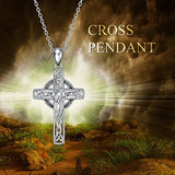 Luck Irish Celtic Knot Cross Necklace Sterling Silver Created Opal Faith Hope Love Jewelry for Women Teens Birthday Gifts Geometric necklace WINNICACA 