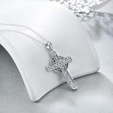 Luck Irish Celtic Knot Cross Necklace Sterling Silver Created Opal Faith Hope Love Jewelry for Women Teens Birthday Gifts Geometric necklace WINNICACA 