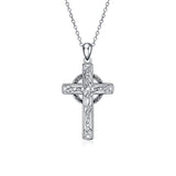 Luck Irish Celtic Knot Cross Necklace Sterling Silver Created Opal Faith Hope Love Jewelry for Women Teens Birthday Gifts Geometric necklace WINNICACA Celtic knot cross necklace 