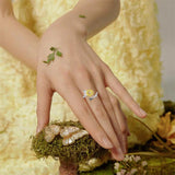 925 Sterling Silver Sunflower CZ Adjustable Ring Flower Ring