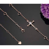 Cross Bracelet for Women, 925 Sterling Silver Charm Adjustable Foot Bracelet, Large Cross Bracelet