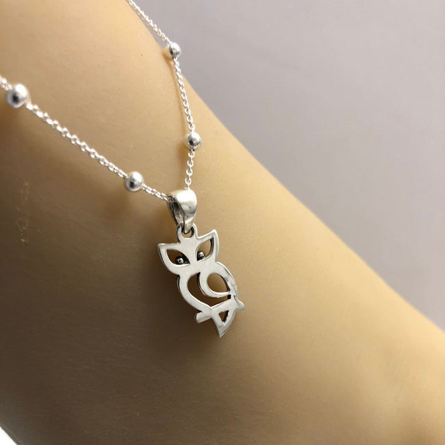 Owl Anklet, Sterling Silver Beaded Ankle Bracelet, Good Luck Charm Jewelry, Owl On Branch Anklet, Owl jewelry, Anklet Chain, Women Jewelry Animal Anklet enjoy life creative 