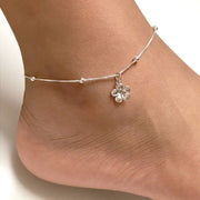Plumeria Flower Anklet, Sterling Silver Beaded Ankle Bracelet, Dainty Flower Anklet Stackable Anklet enjoy life creative 