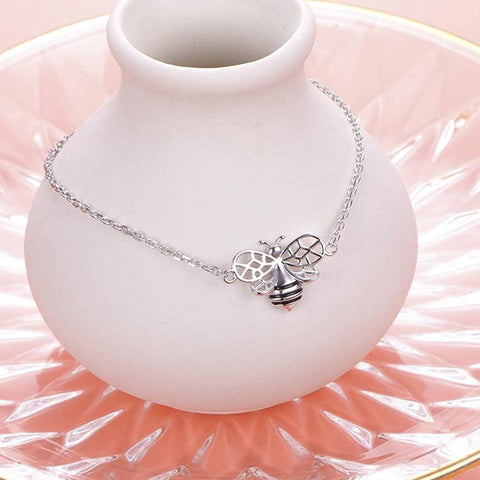 S925 Sterling Silver Bee Anklet for Women Girl Boho Beach Charm Adjustable Foot Ankle Bracelet Jewelry Birthday Gift animal anklets enjoy life creative 