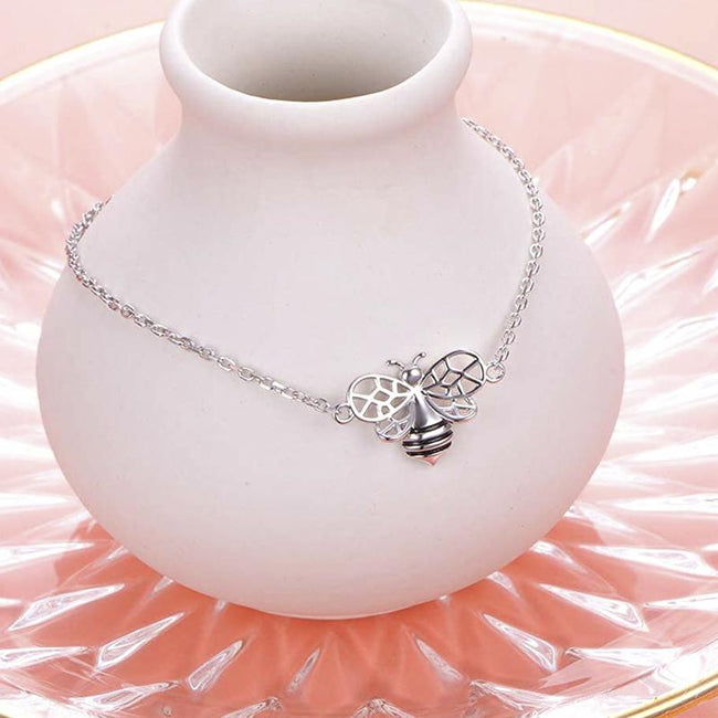 S925 Sterling Silver Bee Anklet for Women Girl Boho Beach Charm Adjustable Foot Ankle Bracelet Jewelry Birthday Gift animal anklets enjoy life creative 