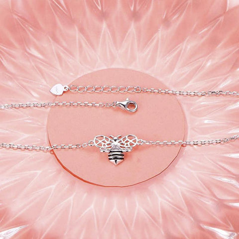 S925 Sterling Silver Bee Anklet for Women Girl Boho Beach Charm Adjustable Foot Ankle Bracelet Jewelry Birthday Gift animal anklets enjoy life creative 