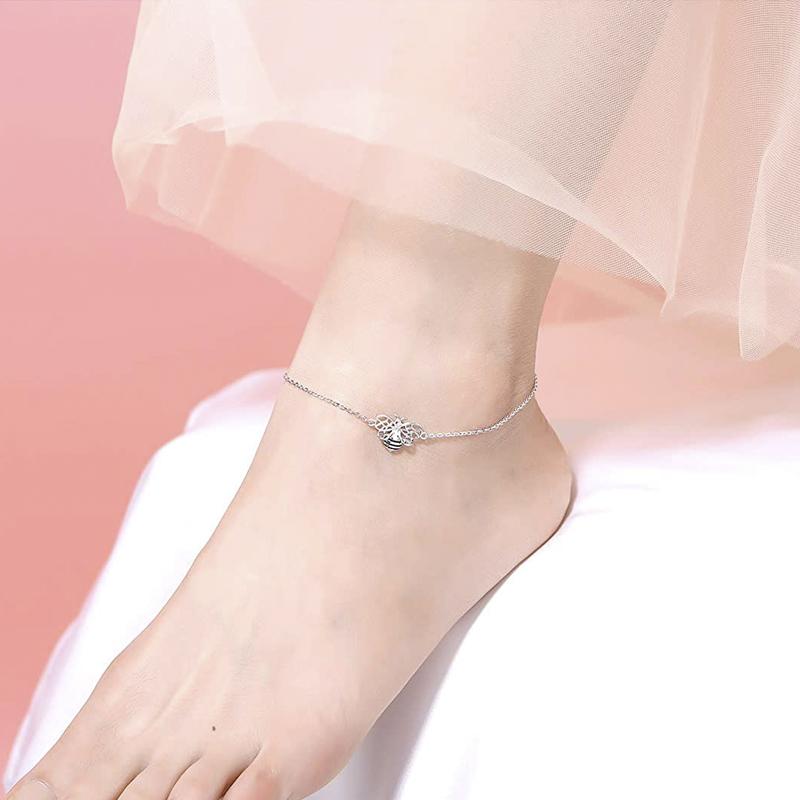S925 Sterling Silver Bee Anklet for Women Girl Boho Beach Charm Adjustable Foot Ankle Bracelet Jewelry Birthday Gift animal anklets enjoy life creative 
