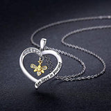S925 Sterling Silver Bee Pendant Necklace"Bee-lieve in Yourself" Heart Necklace Inspirational Jewelry Gift for Women Animal necklace JUSTKIDSTOY 