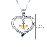 S925 Sterling Silver Bee Pendant Necklace"Bee-lieve in Yourself" Heart Necklace Inspirational Jewelry Gift for Women Animal necklace JUSTKIDSTOY 