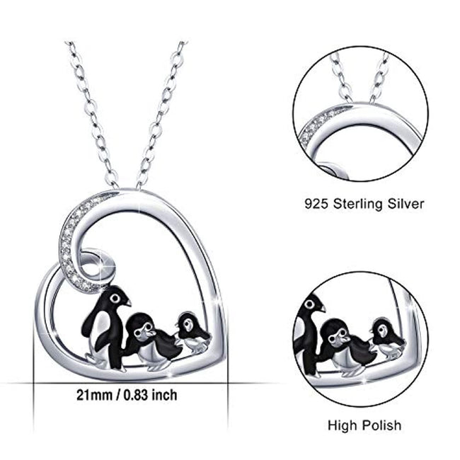 silver 925 Penguin Gifts Sterling Silver Penguin Necklace Penguin Pendant Jewelry for Women Girls Gifts Animal Necklace Romanticwork Jewelry 
