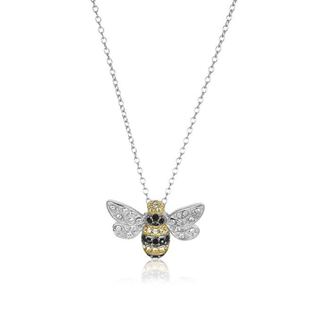 Sterling Silver Bumblebee Pendant Necklace Made with Swarovski Crystal (18") animal necklace Amazon Collection 