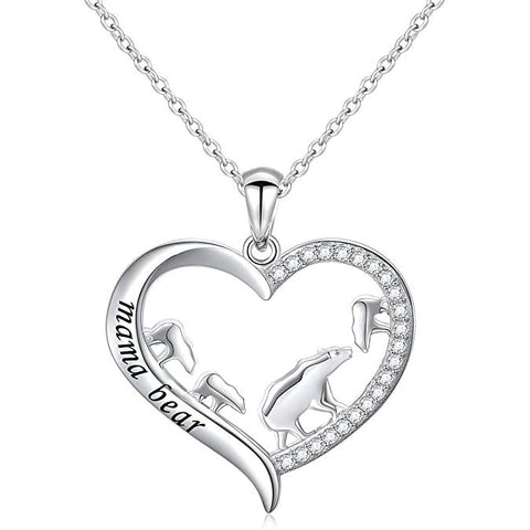 Sterling Silver For Mom Necklace Mothers Day Gift Mama Bear Pendant Necklace or Bracelet for Mum Animal necklace DAOCHONG 3 cubs 