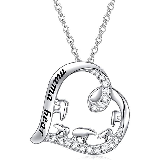 Sterling Silver For Mom Necklace Mothers Day Gift Mama Bear Pendant Necklace or Bracelet for Mum Animal necklace DAOCHONG 4 cubs 